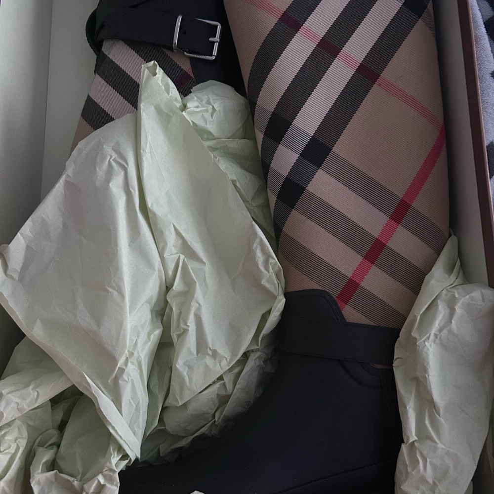 Burberry Black and Tan Winter Rain Boots